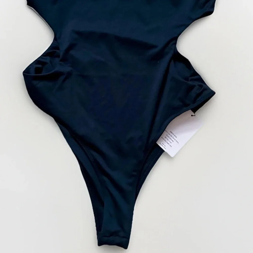 ✨ Black‎ Cut Out One Piece Swimsuit Shein Size L High Cut Sexy Beach✨